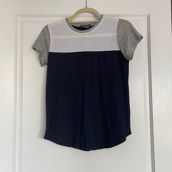 Vince Colorblock Tee Pima Cotton Navy White Gray Small - Picture 1 of 3